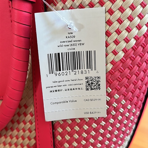 Kate Spade gingham Hot pink & white bag! NWT!!! - Picture 8 of 8